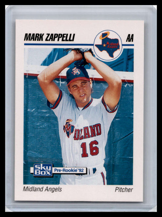 Baseball card of Mark Zapelli in Midland Angels uniform #16 from 1992 Skybox