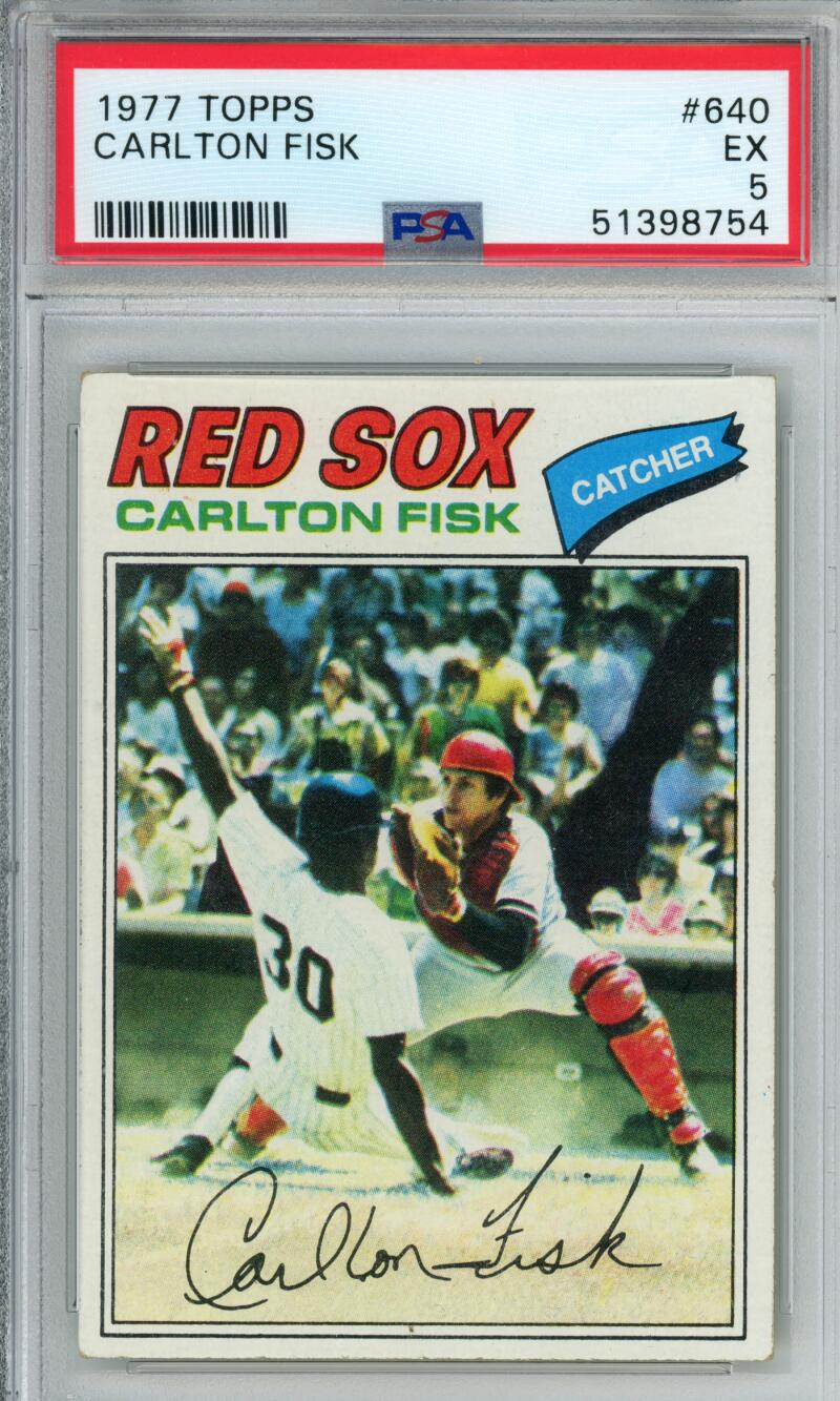 1977 Topps Carlton Fisk PSA 5 EX Baseball Card featuring Boston Red Sox star