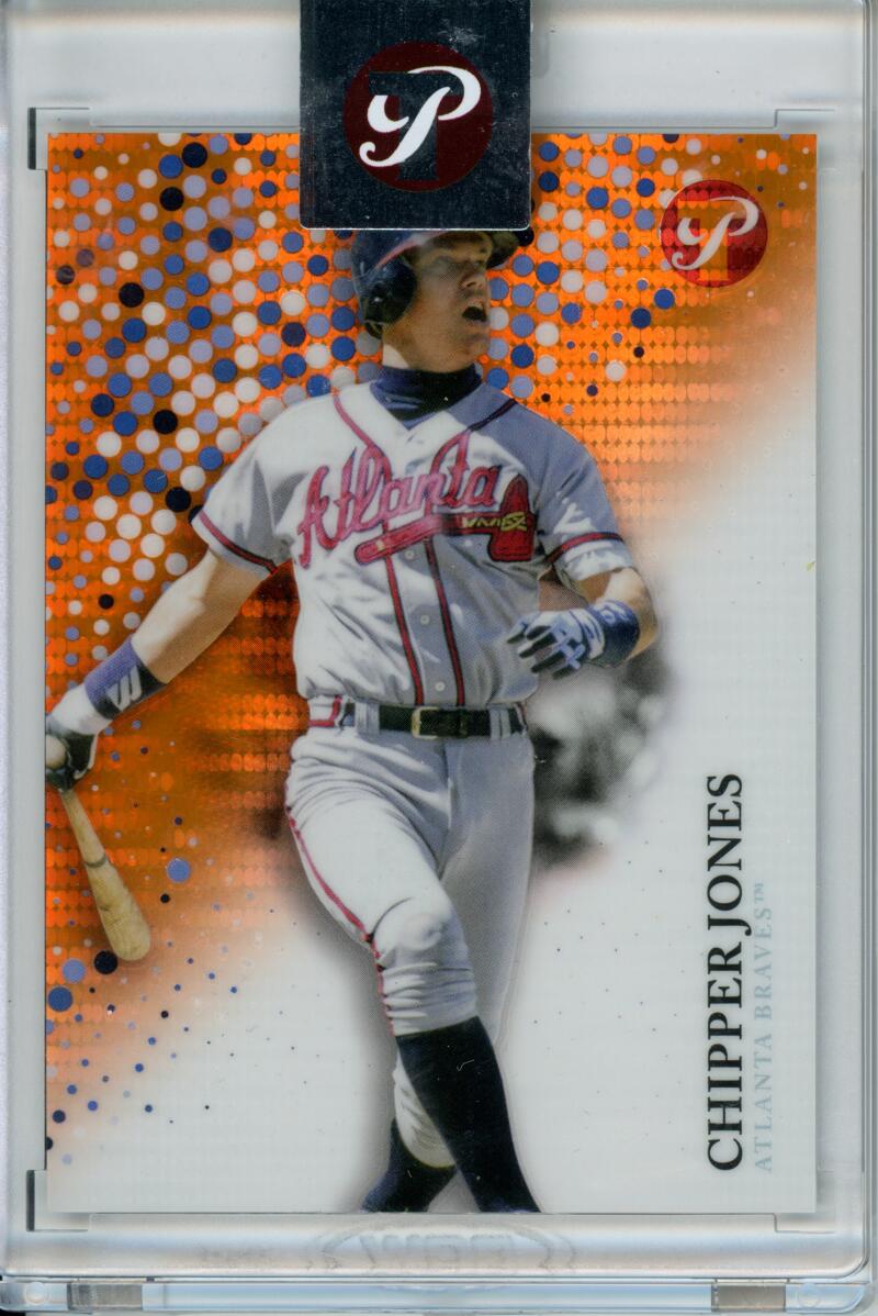 2022 Topps Pristine Refractor Orange #165 Chipper Jones NM-MT 15/25 Atlanta Braves Baseball Card Image 1