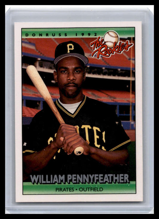 1994 Donruss Pirates Baseball Card featuring Will Pennyfeather in black and gold uniform