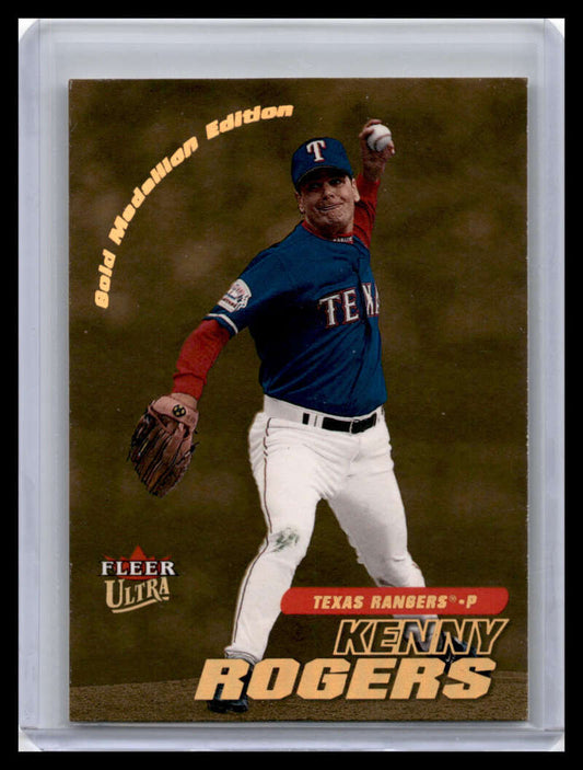 Kenny Rogers Texas Rangers pitcher baseball card in blue uniform throwing motion