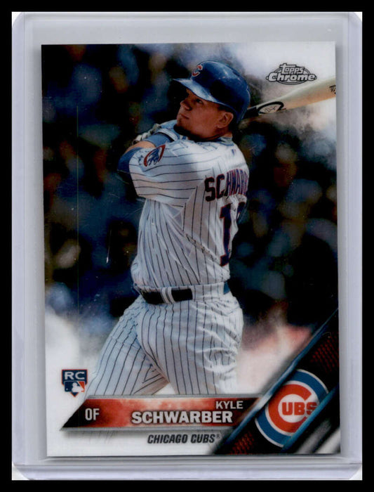 Chrome finish Topps Chrome Kyle Schwarber baseball card featuring Chicago Cubs player