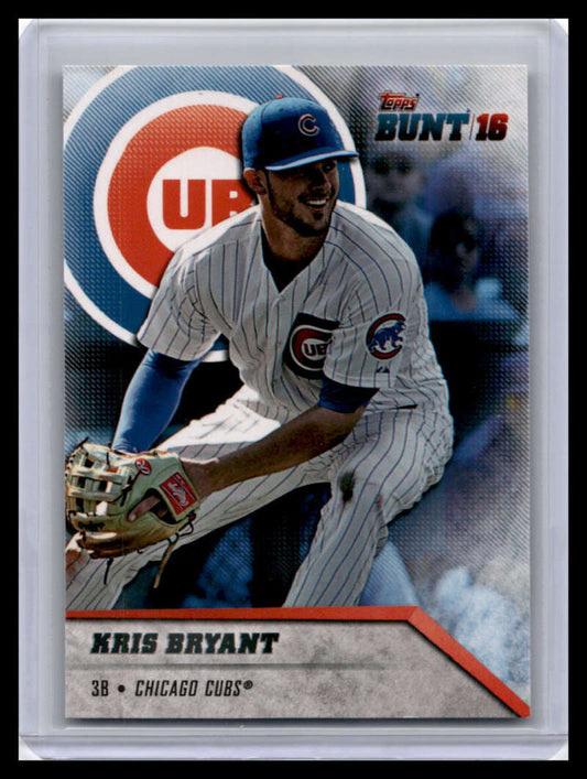 Kris Bryant Chicago Cubs baseball card in white pinstriped uniform 2016 Topps Bunt