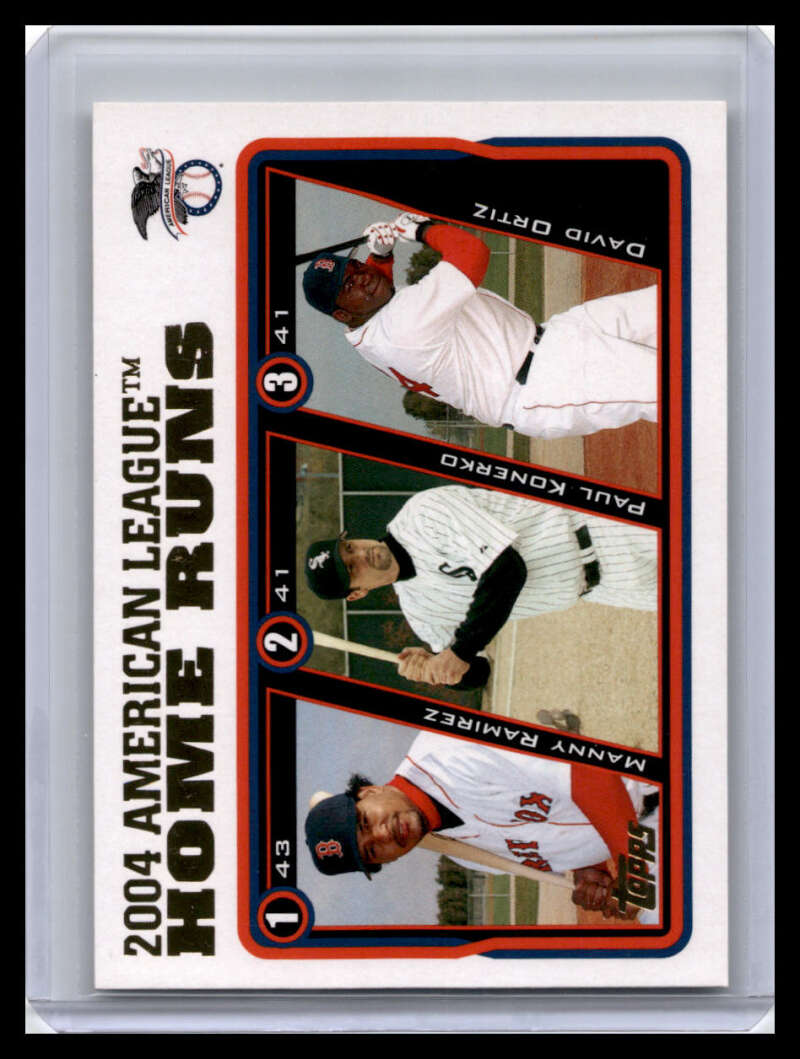 Baseball card featuring 2004 American League Home Run leaders from Red Sox and White Sox