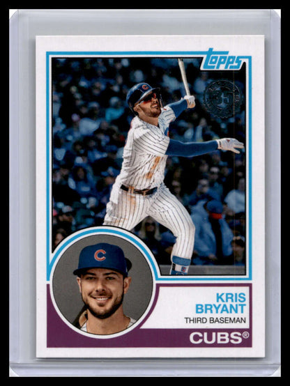 Kris Bryant 2018 Topps Update Chicago Cubs Baseball Card with Yankees uniform display