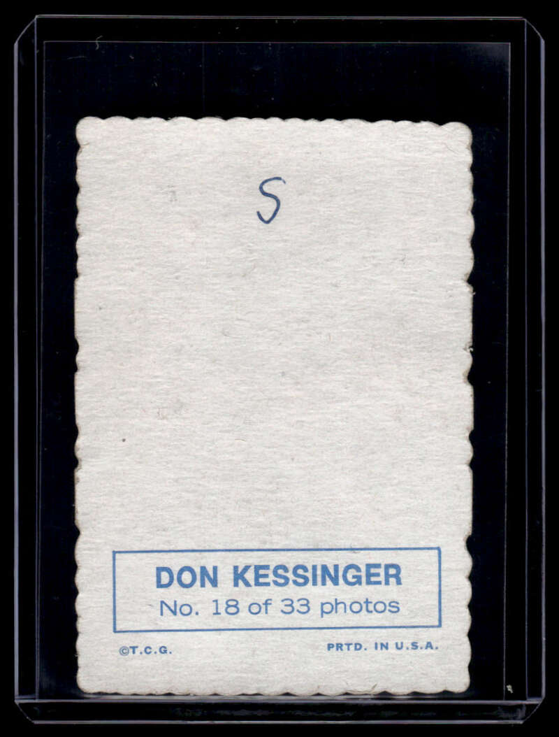 Back side of vintage 1969 Topps Don Kessinger baseball card No. 18 for Chicago Cubs collectors