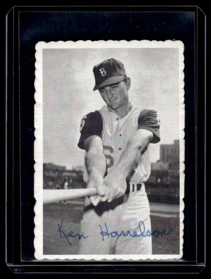 Black and white photo of Ken Harrelson in Boston Red Sox uniform batting stance