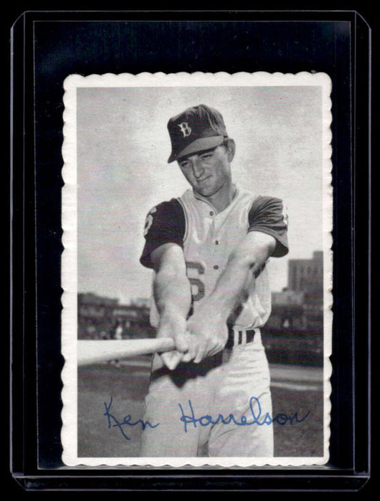 Black and white photo of Ken Harrelson in Boston Red Sox uniform batting stance