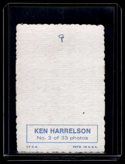 Back of 1969 Topps Ken Harrelson card with blue text, Boston Red Sox collectible