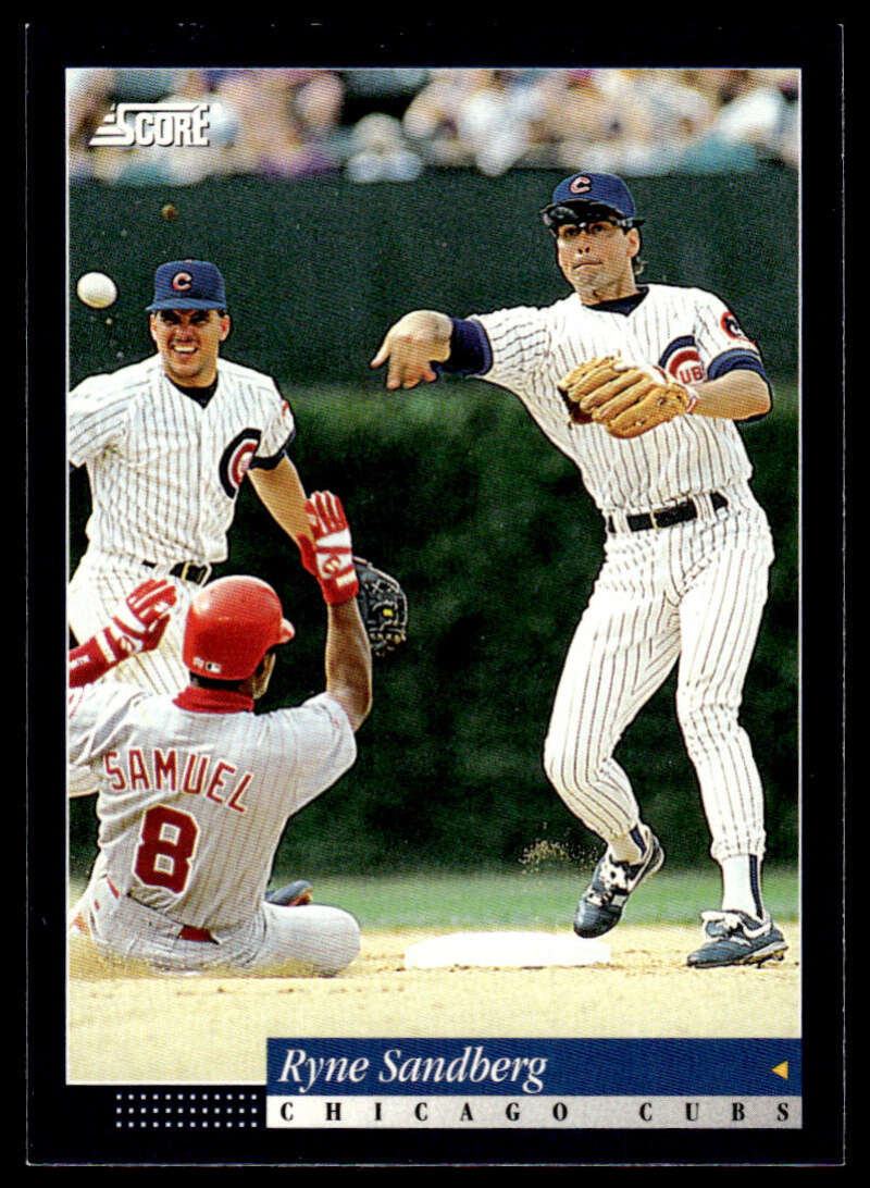 Ryne Sandberg double play at second base, Cubs vs Cardinals, Chicago Cubs baseball card