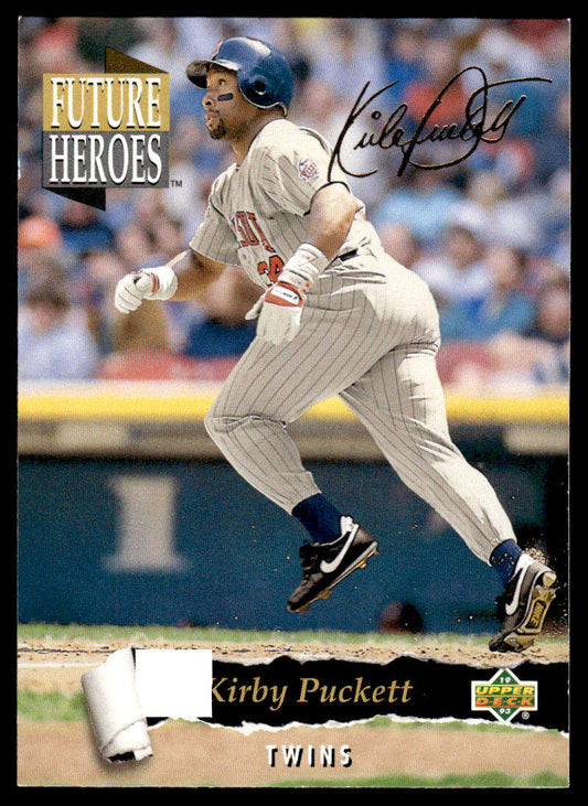 Minnesota Twins Baseball Card featuring Kirby Puckett in pinstriped uniform running