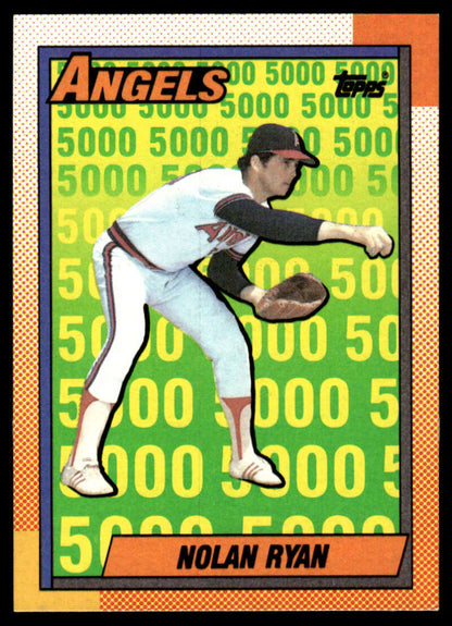 Nolan Ryan California Angels Baseball Card in fielding stance with dark cap