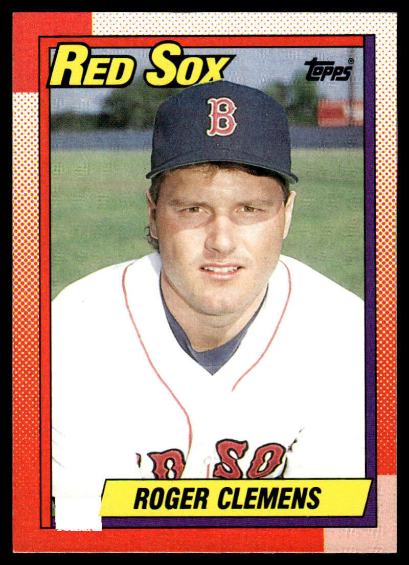 Vintage 1990 Topps Roger Clemens Boston Red Sox Baseball Card with red border