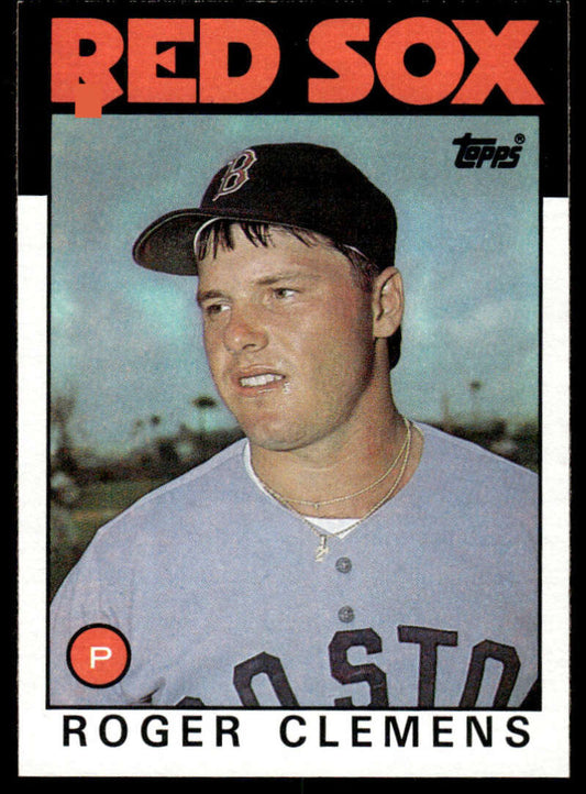 1986 Topps #661 Roger Clemens Boston Red Sox baseball card in gray uniform and navy cap