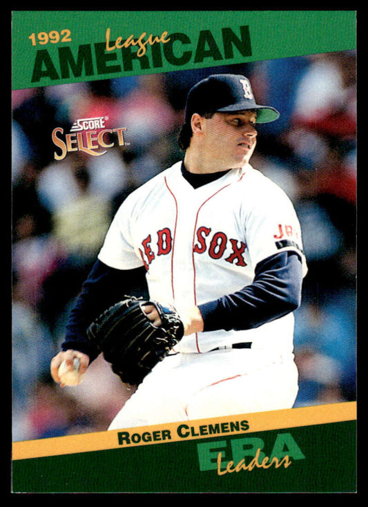 1992 Score Select baseball card of Roger Clemens pitching for the Boston Red Sox