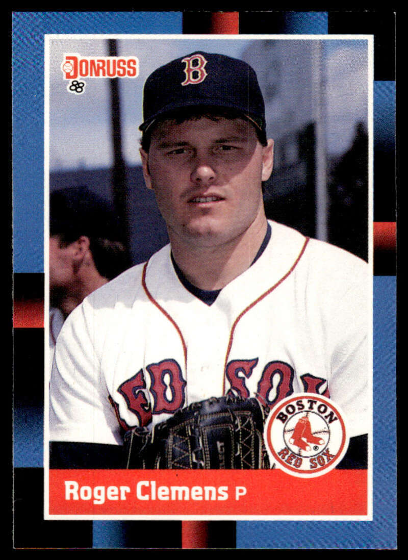 1988 Donruss Roger Clemens Boston Red Sox baseball card in white home uniform