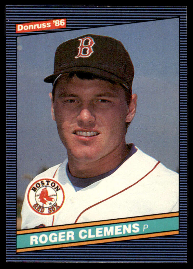 1986 Donruss baseball card of Roger Clemens in Boston Red Sox uniform