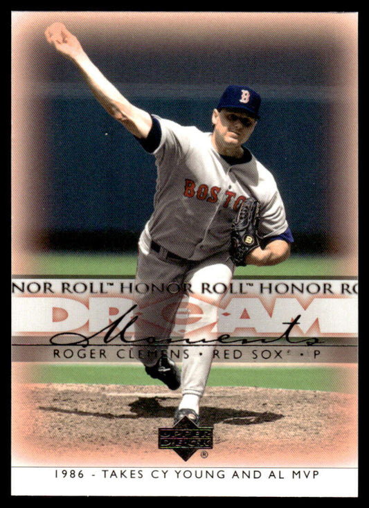 Baseball player in Boston Red Sox uniform pitching on 2002 Upper Deck Honor Roll card