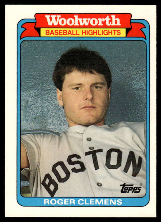 Vintage 1988 Topps Woolworth Baseball Highlights card of Roger Clemens, Boston Red Sox