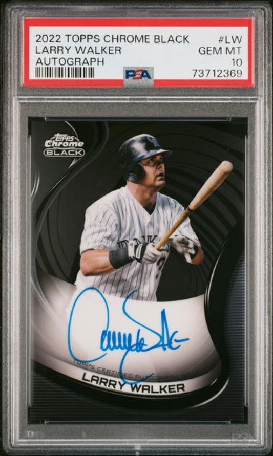 2022 Topps Chrome Black Autograph #CBA-LW Larry Walker PSA 10 GEM MINT Auto Colorado Rockies Baseball Card Image 1