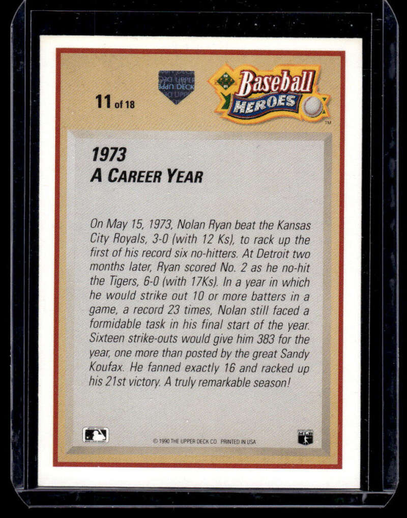 Nolan Ryan California Angels baseball card featuring a notable 1973 career achievement