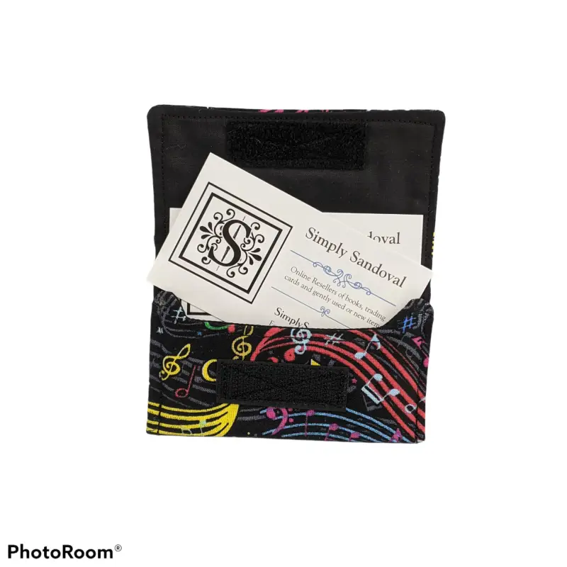 Whimsical Musical Notes design Re-useable *gift card holder * business card holder *credit cardholder  -black lining