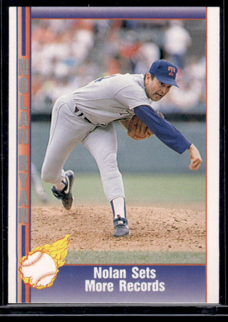 Baseball card of pitcher in follow-through, 1992 Pacific Ryan Texas Rangers collectible