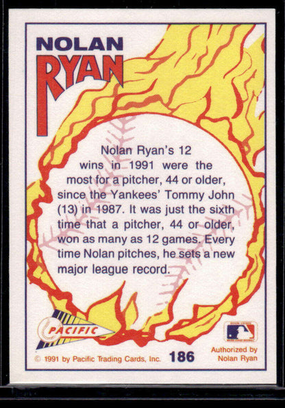 Baseball card showcasing 1991 pitcher wins by Ryan Texas Express for Texas Rangers