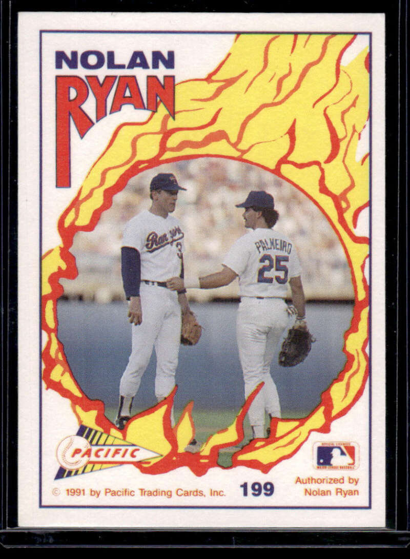 Baseball trading card of Texas Rangers players with flame border from Pacific Ryan Texas