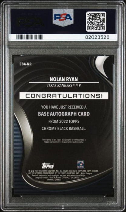 2022 Topps Chrome Black Orange #CBA-NR Nolan Ryan PSA 10 GEM MINT Auto 10/25 Texas Rangers Baseball Card Image 2