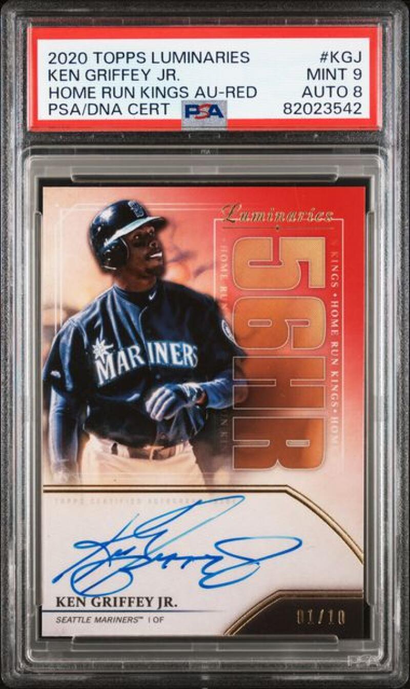 2020 Topps Luminaries Home Run Kings Red #HRK-KGJ Ken Griffey Jr. PSA 9 MINT Auto 1/10 Seattle Mariners Baseball Card Image 1