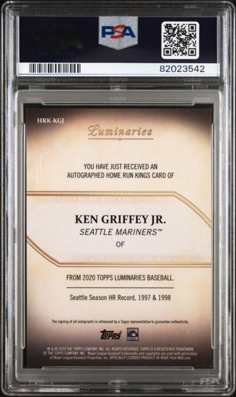 2020 Topps Luminaries Home Run Kings Red #HRK-KGJ Ken Griffey Jr. PSA 9 MINT Auto 1/10 Seattle Mariners Baseball Card Image 2