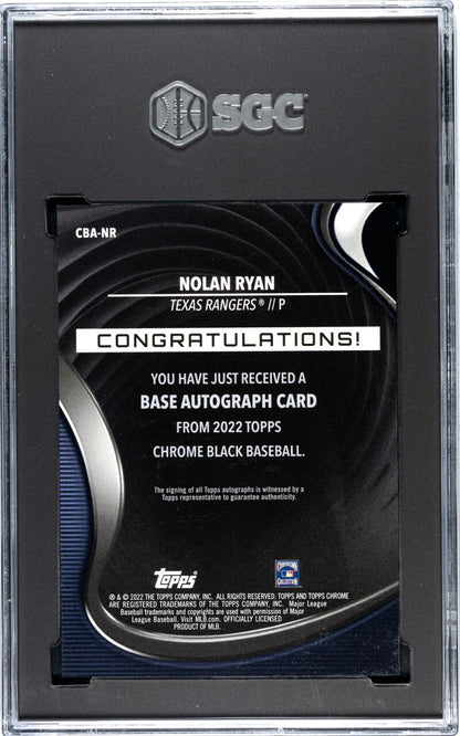 SGC-graded 2022 Topps Chrome Black Nolan Ryan autograph card Texas Rangers Baseball