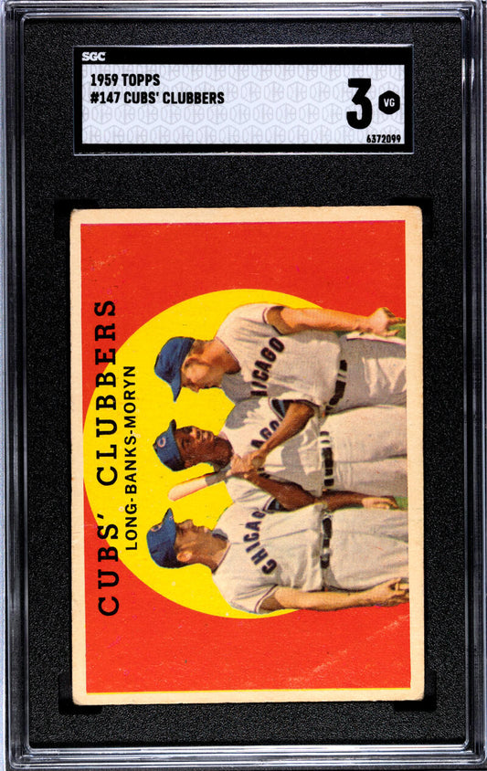 1959 Topps #147 Dale Long/Ernie Banks/Walt Moryn SGC 3 VG Chicago Cubs Baseball Card Image 1