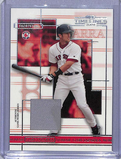 Boston Red Sox Nomar Garciaparra trading card with gray jersey swatch detail