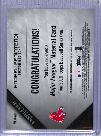 Andrew Benintendi Baseball Card featuring Red Sox logo and Congratulations text