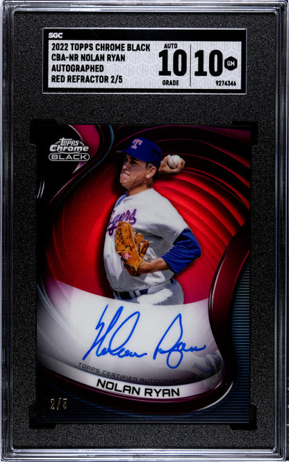 Graded 2022 Topps Chrome Black Refractor Red Nolan Ryan Texas Rangers Autographed Card