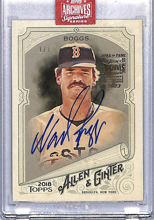 Signed Wade Boggs 2018 Topps Allen & Ginter Red Sox Baseball Card with Blue Ink Auto