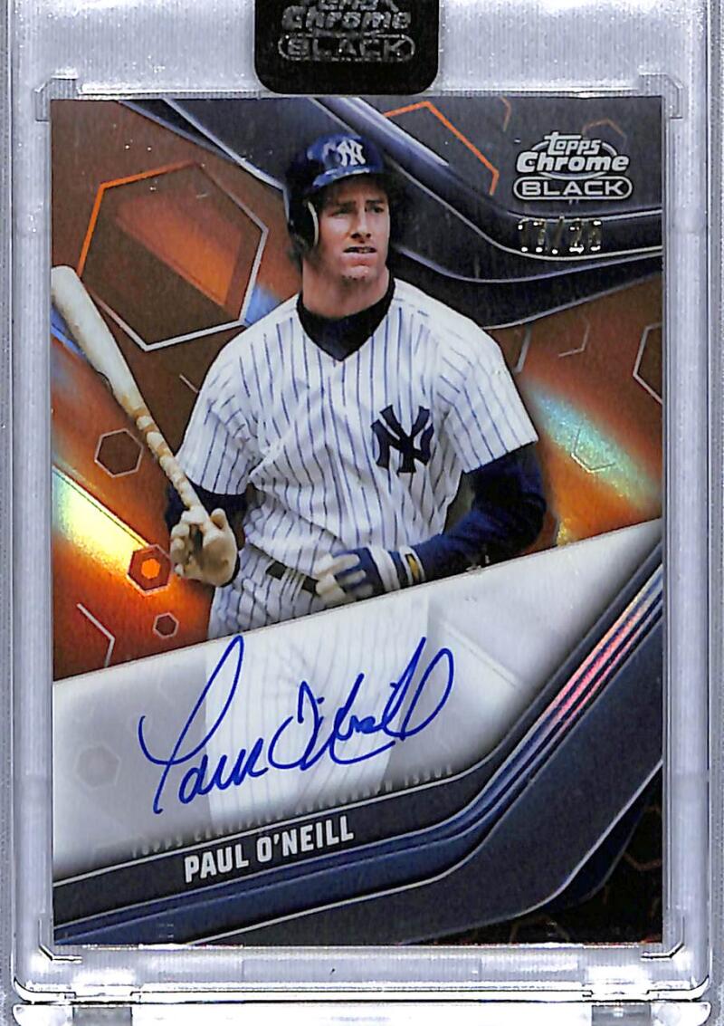 2023 Topps Chrome Black Refractor Orange #CBA-PO Paul O'Neill NM-MT Auto 17/25 New York Yankees Baseball Card Image 1