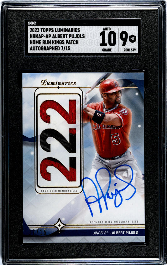 2023 Topps Luminaries #HRKAP-AP Albert Pujols SGC 9 MINT MEM Auto 7/15 Anaheim Angels Baseball Card  Image 1