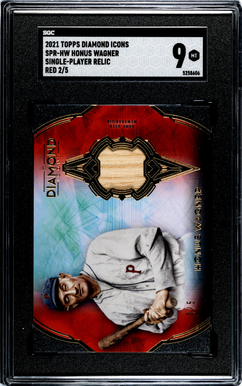 Graded Honus Wagner card with bat relic from 2021 Topps Diamond Icons, Pittsburgh Pirates