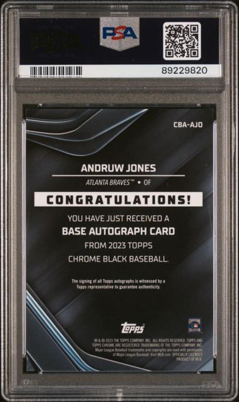 2023 Topps Chrome Black #CBA-AJO Andruw Jones PSA 10 GEM MINT Auto Atlanta Braves Baseball Card Image 2