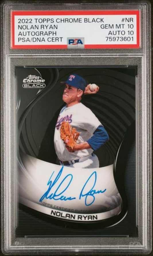 2022 Topps Chrome Black Autograph #CBA-NR Nolan Ryan PSA 10 GEM MINT Auto Texas Rangers Baseball Card Image 1