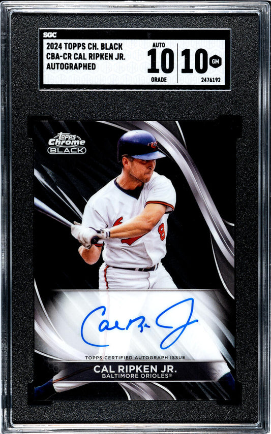 2024 Topps Chrome Black #CBA-CR Cal Ripken Jr. SGC 10 Gem Auto Baltimore Orioles Baseball Card Image 1