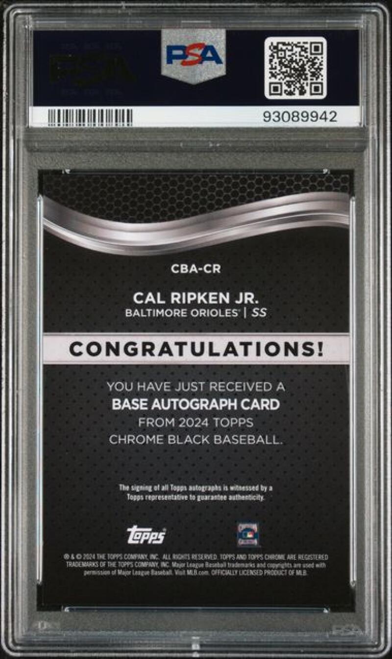 2024 Topps Chrome Black #CBA-CR Cal Ripken Jr. PSA 10 GEM MINT Auto Baltimore Orioles Baseball Card Image 2