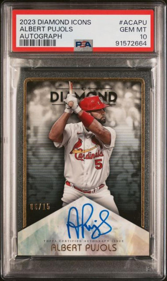 2023 Topps Diamond Icons #ACAPU Albert Pujols PSA 10 GEM MINT Auto 6/15 St. Louis Cardinals Baseball Card  Image 1