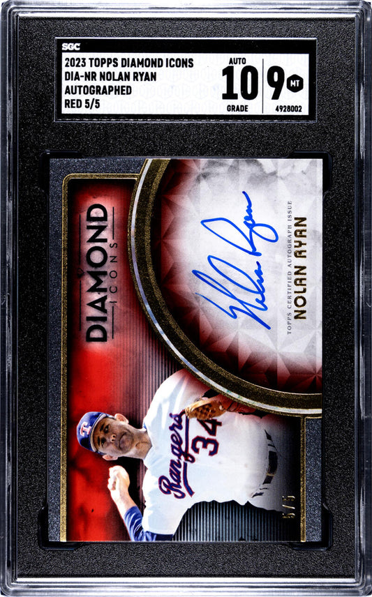 2023 Topps Diamond Icons Red #DIA-NR SGC 9 MINT Auto 5/5 Texas Rangers Baseball Card  Image 1