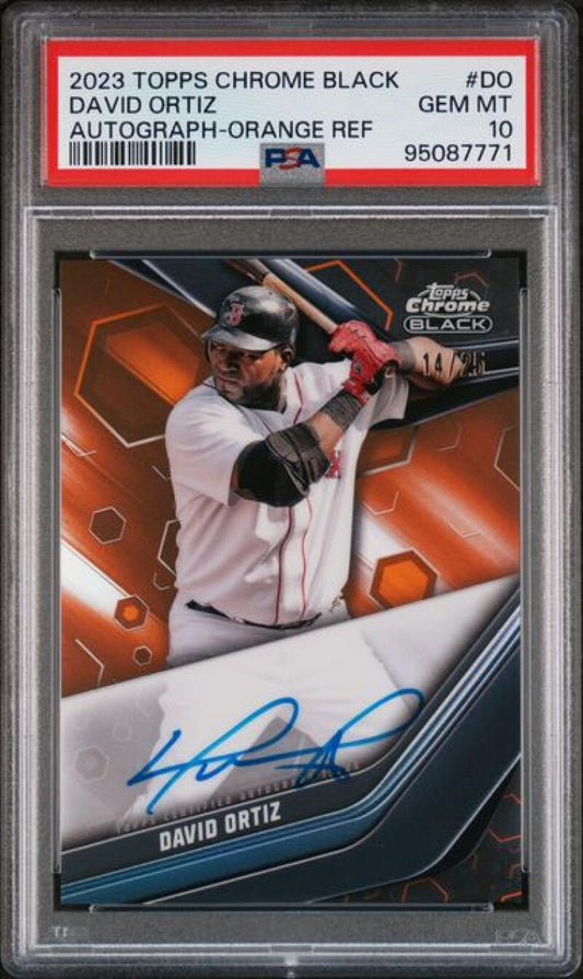 PSA 10 GEM MINT 2023 Topps Chrome Black David Ortiz Orange Refractor Baseball Card