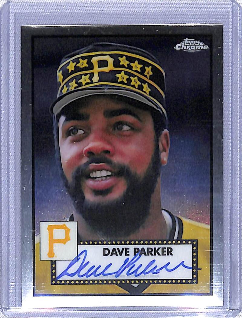 Signed Dave Parker Topps Chrome Platinum Anniversary Baseball Card with Gold-Cap Design