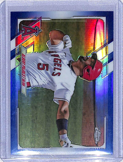 Holographic Topps Chrome Refractor Blue #102 Albert Pujols LA Angels Baseball Card